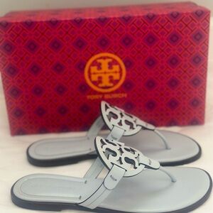 Tory Burch Miller Welt Double T Leather Thong Sandals